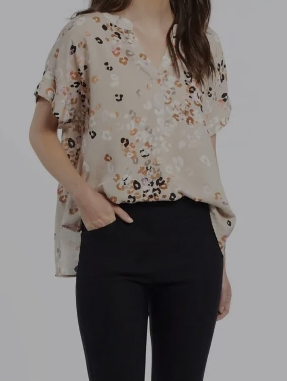 🐆Tribal Abstract Print Dolman Sleeve Rayon Blouse XS – Relaxed Fit